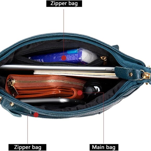 Women Genuine Leather Shoulder Bag Floral-Embossed Crossbody Bag Handbag Purse f - Picture 4 of 6